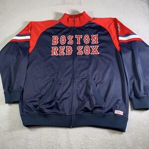Boston‎ Red Sox Track Jacket Mens 2XL Blue Red MLB Baseball Stitches Full Zip